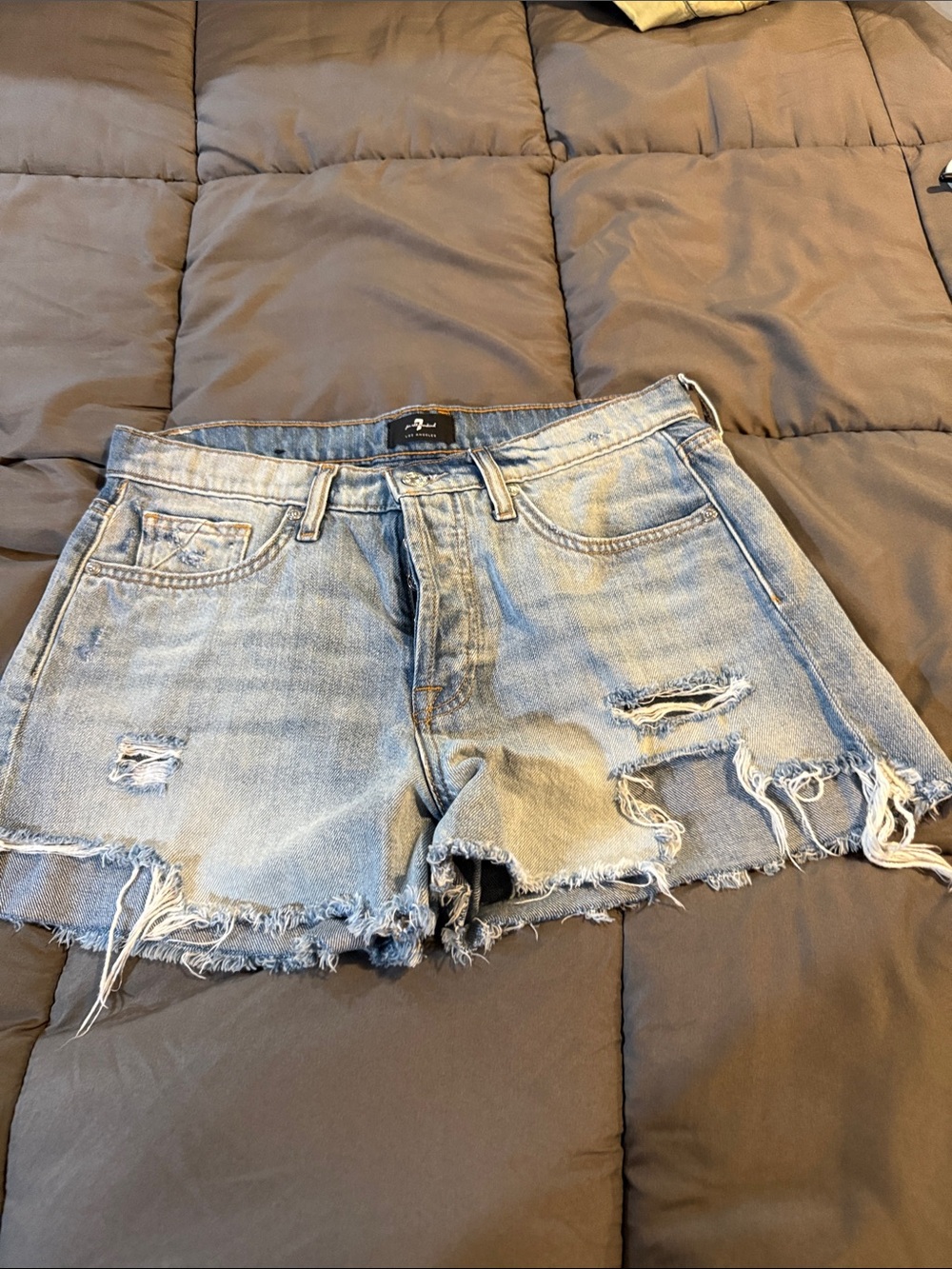 7 For All Mankind Monroe Cutoff Distressed Denim Shorts